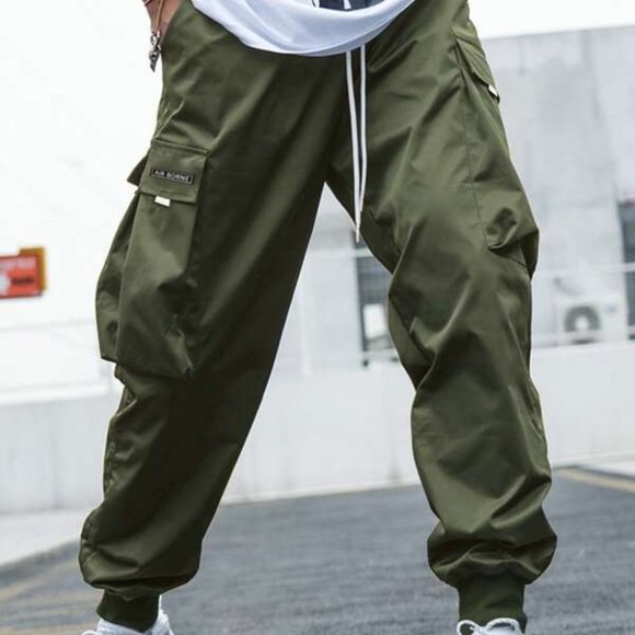 Mens Flap Pocket Drawstring Waist Cargo Pants gree - Picture 5 of 5